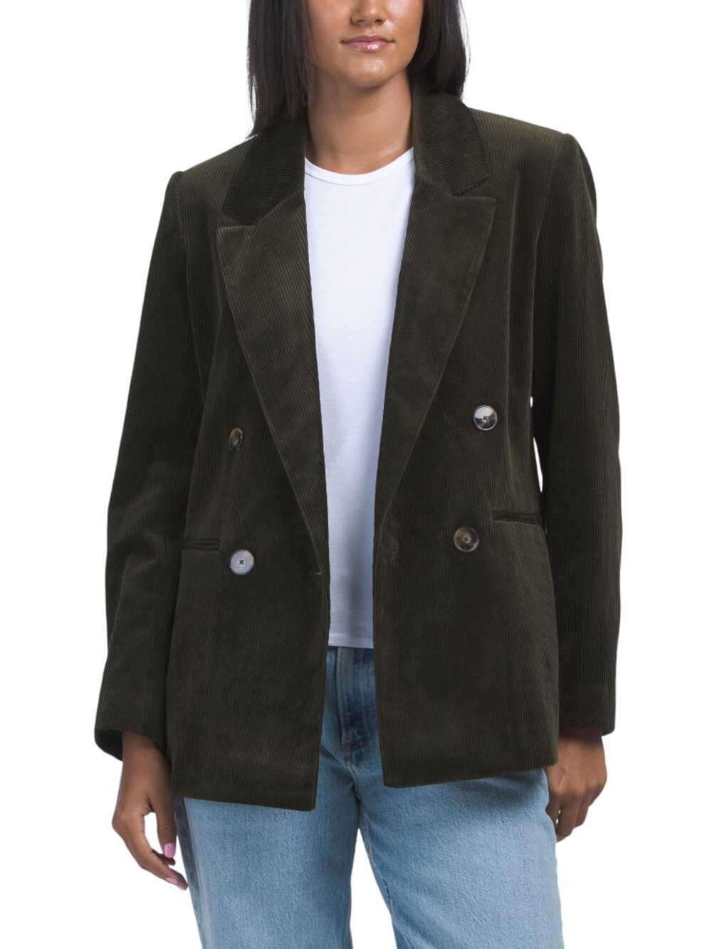 Elie Tahari Double-breasted Tailored Corduroy Blazer